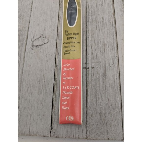 Vintage J&P Coats Neck Opening Metal Zipper 20" Slate 26 - Picture 3 of 4